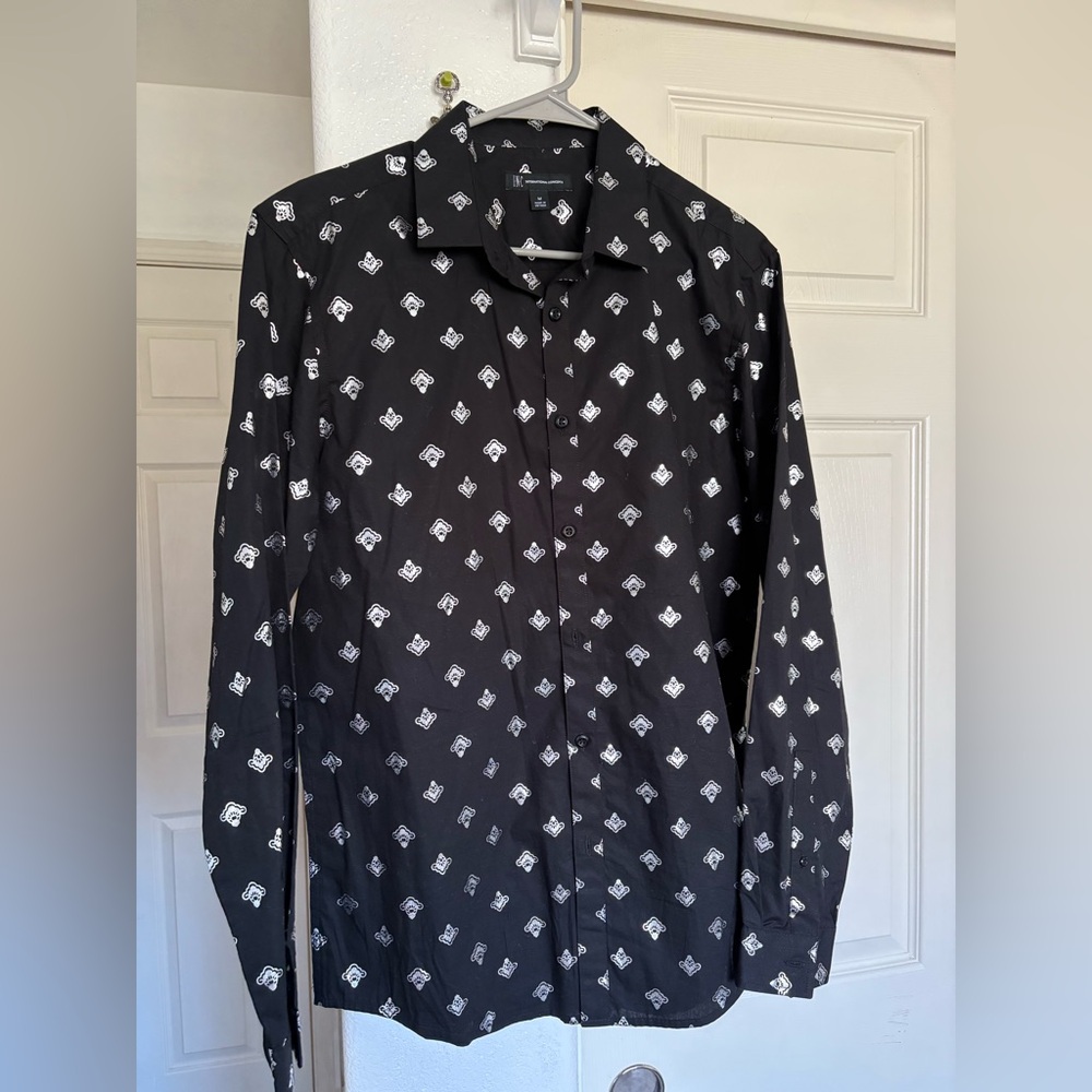 Express Black and White Geometric Shirt